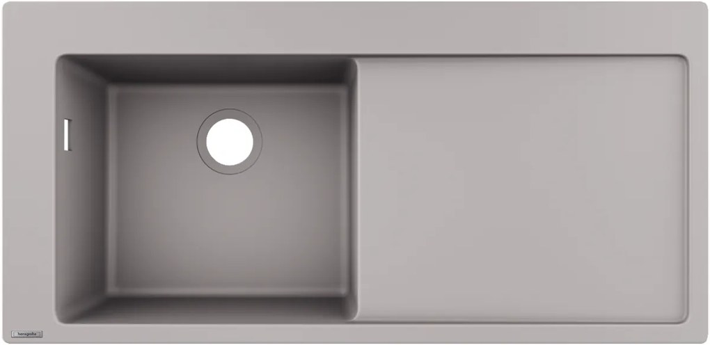 Lavello ad incasso 450 con sgocciolatoio a destra In Silicatec Grigio Cemento S5110 F450 hansgrohe S51