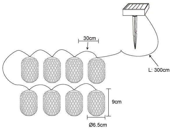Globo 36129-8 - Catena LED solare LED/0,06W/3V 650 cm IP44