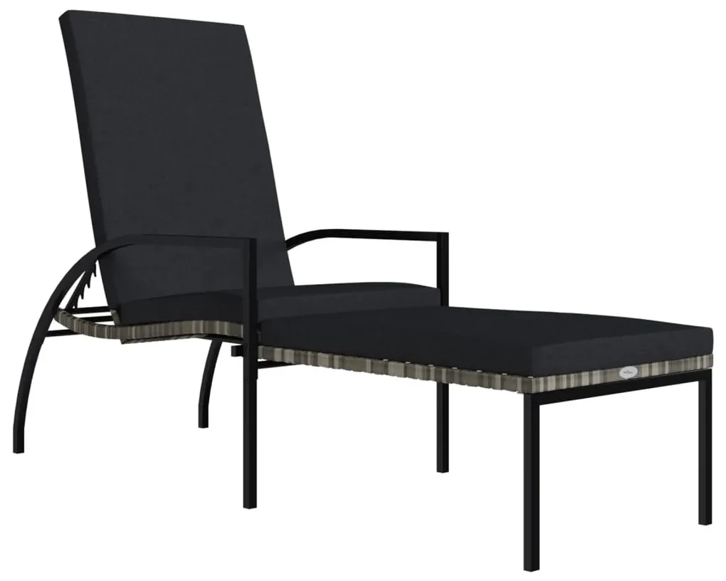 Lettino prendisole con poggiapiedi in rattan pe grigio