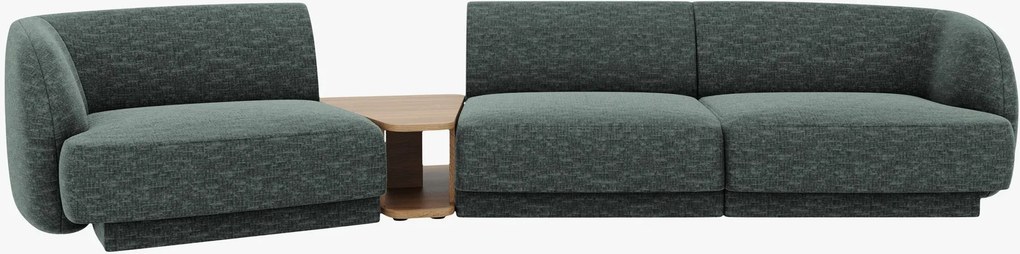 Divano modulare Miley 3 posti con tavolino integrato in tessuto – L303 cm