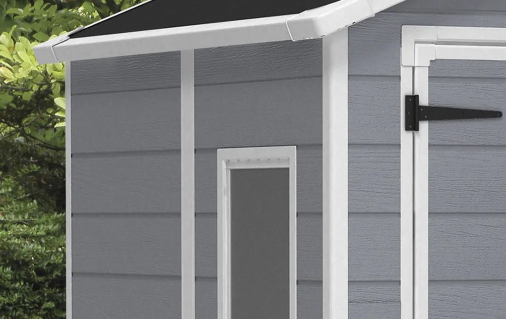Casetta da Giardino Porta Attrezzi 185,8x236,8x227 cmin Resina Effetto Legno Keter Manor 6x8 Grigia...