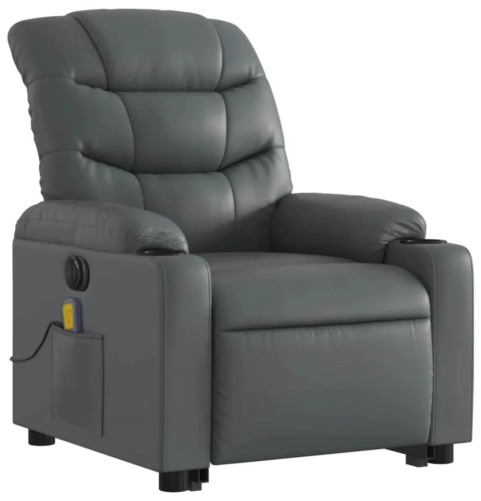 Poltrona alzapersona elettrica reclinabile grigio in similpelle
