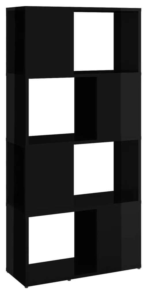 Libreria/divisorio nero lucido 60x24x124,5 cm