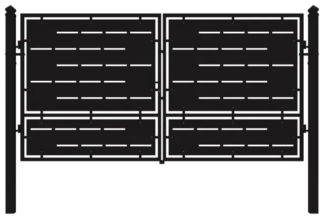 Cancello manuale Privacy in ferro, apertura centrale, L 358.5 x 180 cm, di colore nero