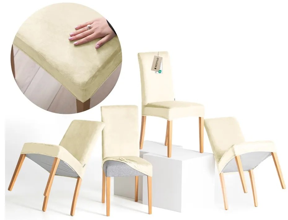 Set di coprisedia color crema con rivestimento elastico per sedie 4 pz 48 cm Sento – Restilo