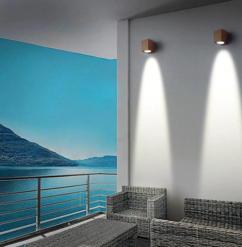 Applique Quadrata Monodirezionale IP65 - GU10 Corten