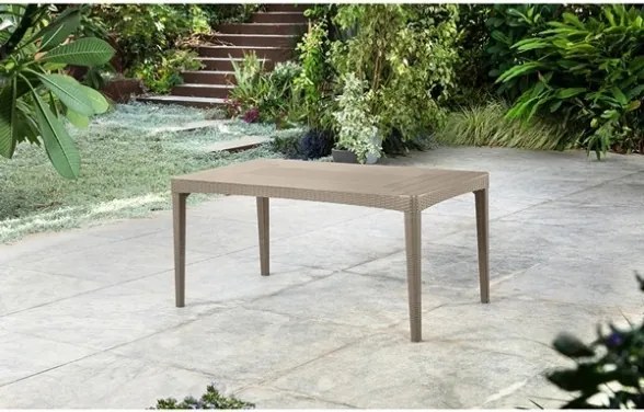Tavolo Da Giardino In Resina Effetto Vimini 160x90 Girona Cappuccino Keter