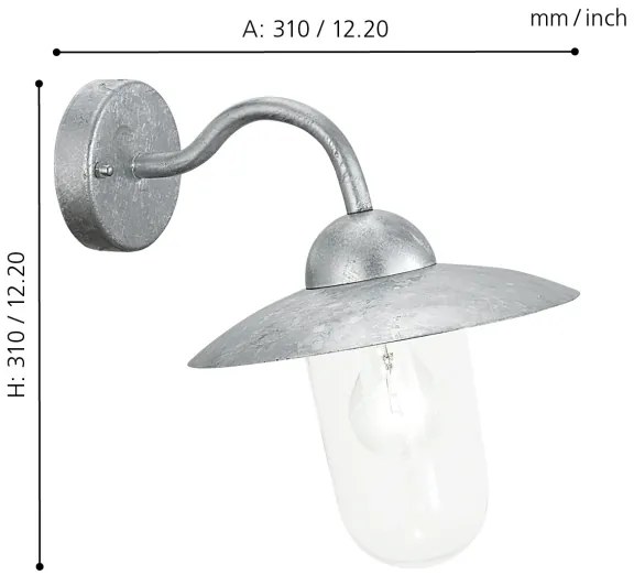 EGLO 88489 - Applique da esterno MILTON acciaio galvanico