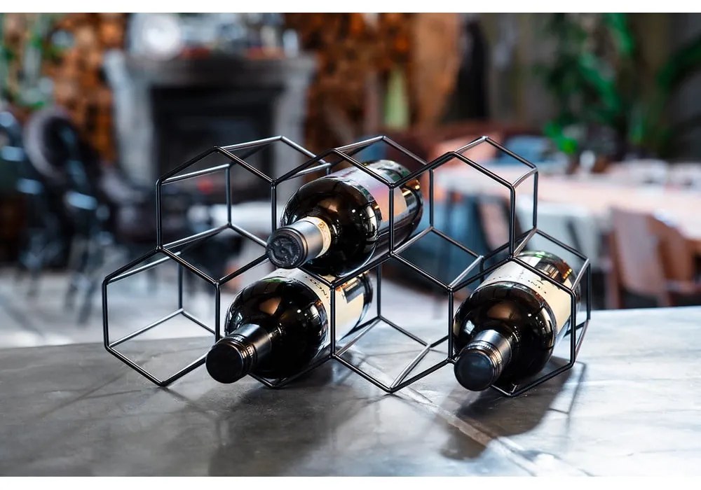 Portabottiglie in metallo nero - Leopold Vienna