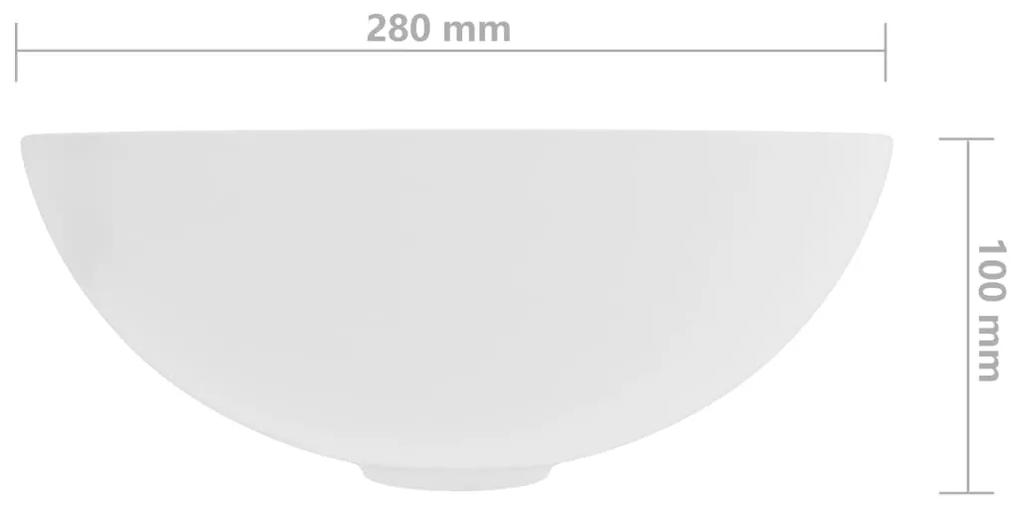Lavandino da Bagno in Ceramica Bianco Opaco Rotondo