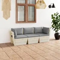 Divano da Giardino a 3 Posti su Pallet con Cuscini Legno Abete cod mxl 42008