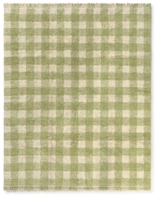 Tappeto per bambini verde in cotone lavabile/tessuto a mano 90x120 cm Vichy – Lorena Canals
