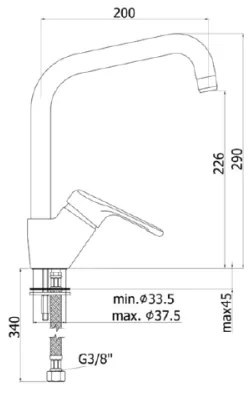 Miscelatore lavello canna tubo Paffoni serie Nettuno NT 180 CR