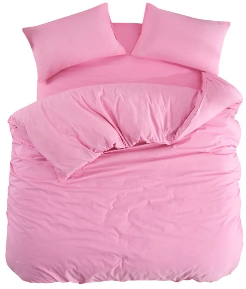 Set copripiumino e federa rosa per letto matrimoniale o esteso con lenzuolo incluso/4 pezzi 200x220 cm Classic – Mila Home