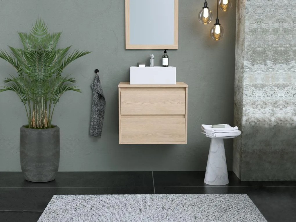 Mobile sotto lavabo sospeso 60 cm Placcatura rovere - MILIPAM