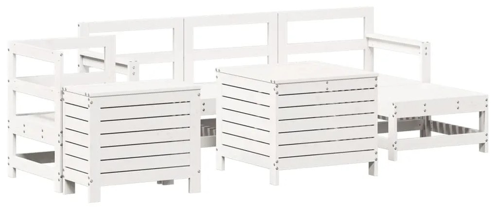 Set divani da giardino 7 pz bianco in legno massello di pino