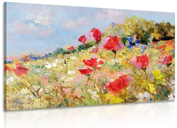 Quadro su tela – Papaveri dipinti sul prato