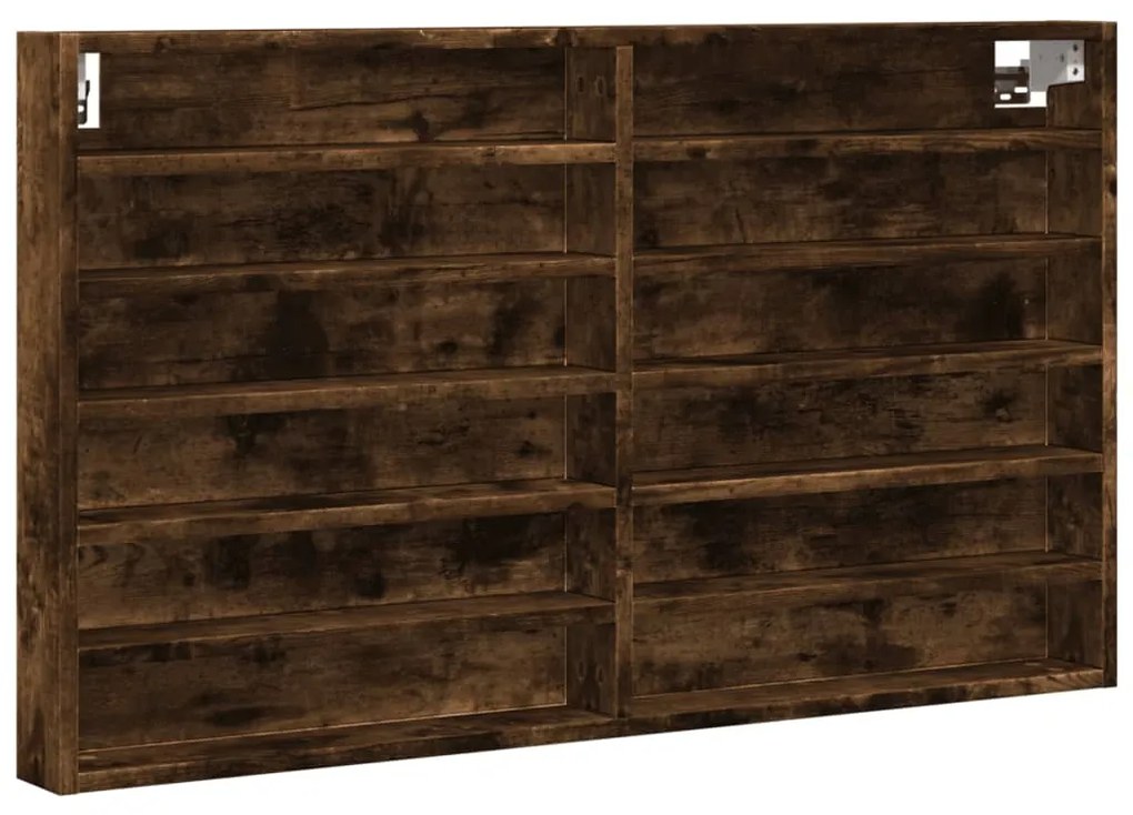 Armadietto vetrina rovere fumo 100x8,5x58 cm legno multistrato