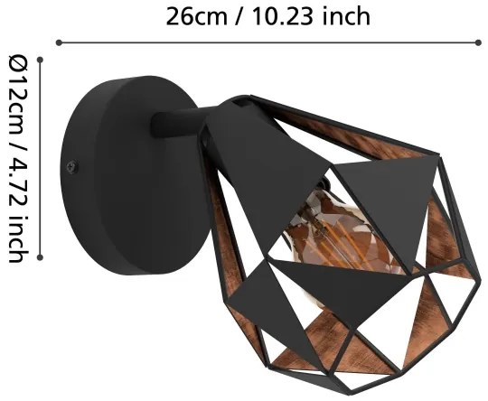 Eglo 43715 - Faretto da parete CARLTON 1xE27/40W/230V