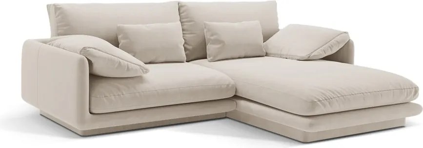 Divano angolare bianco (con penisola a destra/con chaise lounge) con rivestimento in velluto Torino – Micadoni