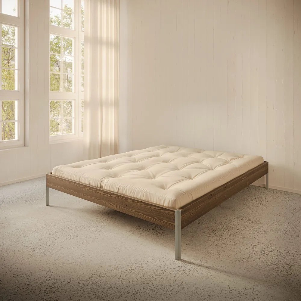 Letto matrimoniale marrone in pino massiccio con rete inclusa 160x200 cm Core – Karup Design
