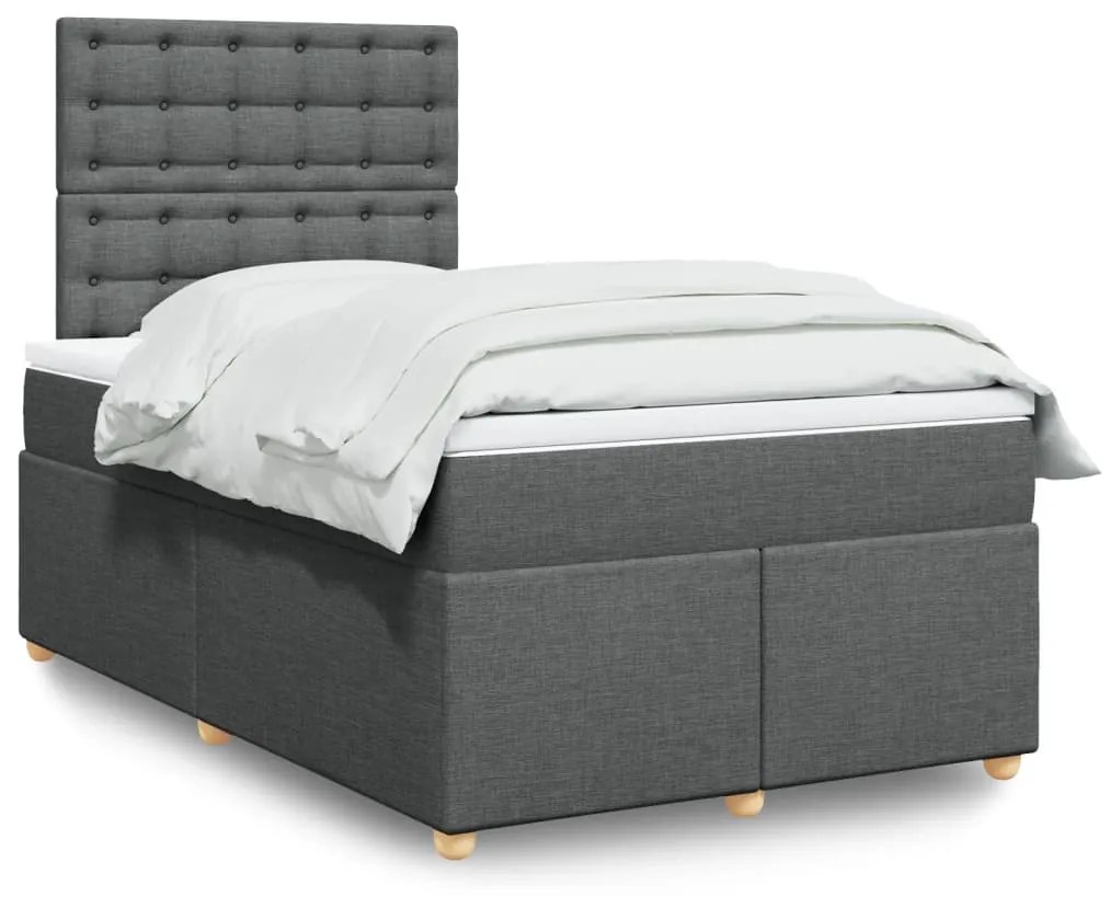 Giroletto A Molle Con Materasso Grigio Scuro 120x200 Cm Tessuto /