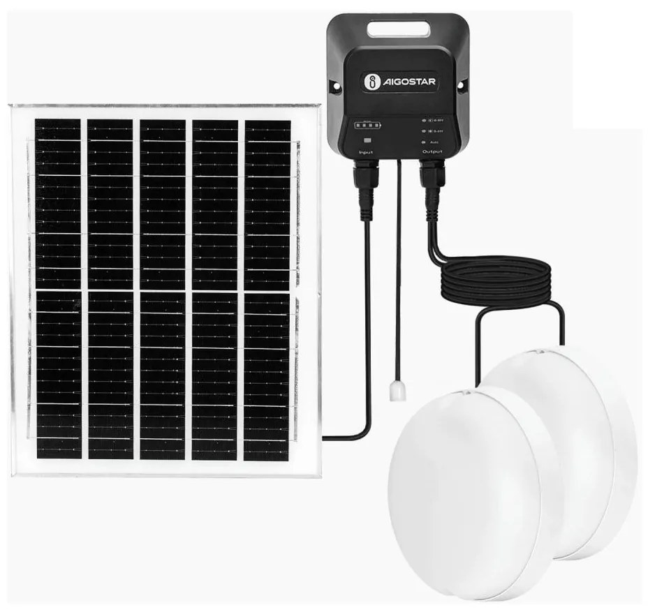 Aigostar - Lampada LED solare 2xLED/70W/12V 12000 mAh 6500K diametro 20,5 cm