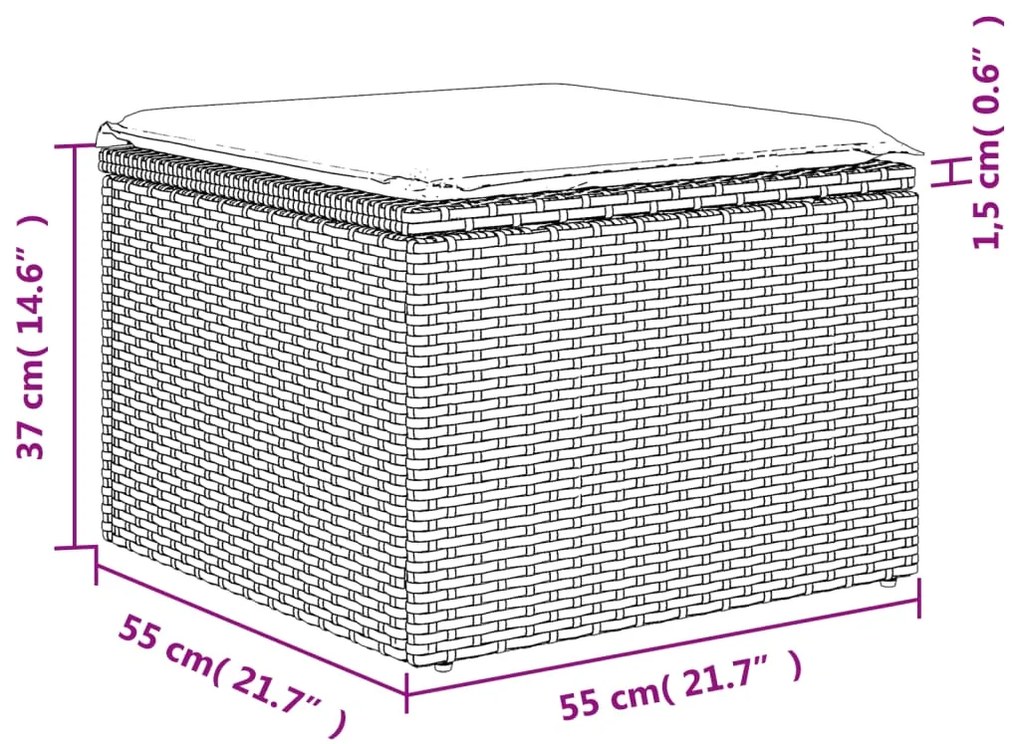 Set Divani da Giardino 4 pz con Cuscini in Polyrattan Grigio