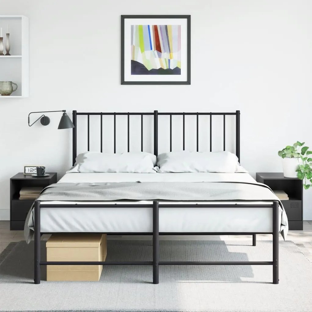Comodini 2 Pz Neri 34,5x39x44 Cm İn Acciaio /