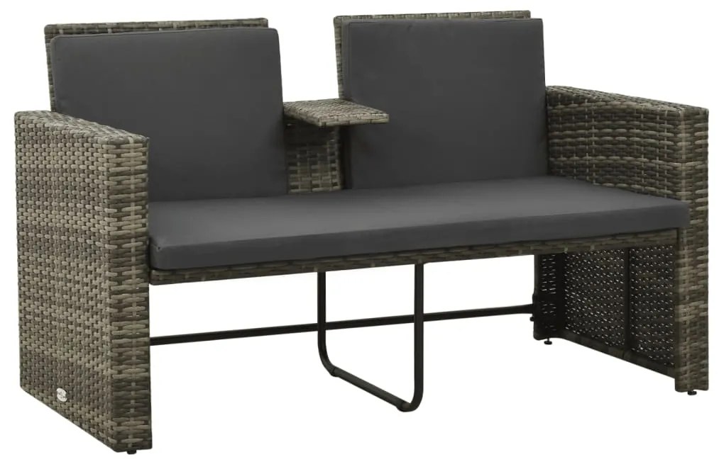 Set Divani da Giardino 3 pz con Cuscini in Polyrattan Grigio