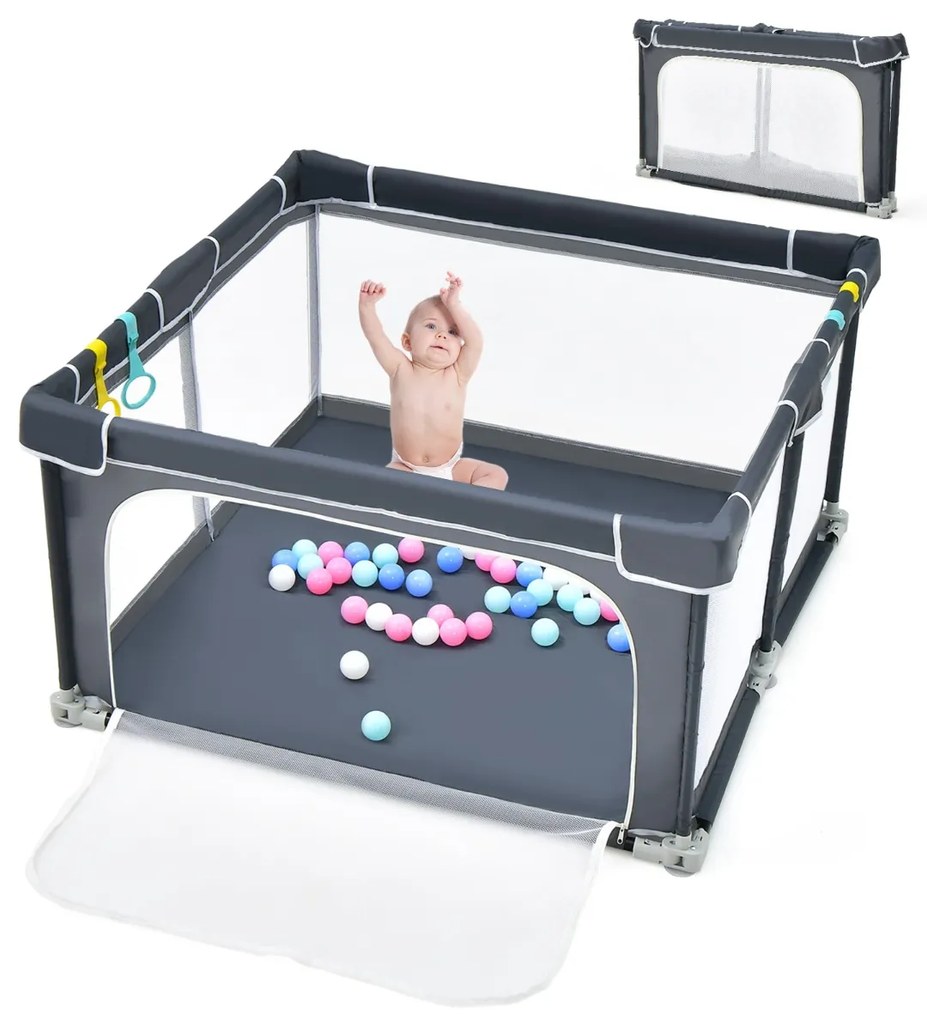 Costway Box per bambini pieghevole con pareti in rete traspirante, Recinto portatile con ventose antiscivolo