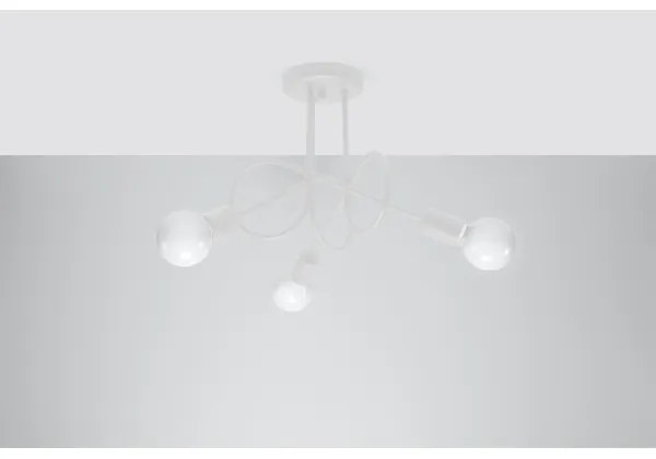 Sollux SL.1431 - Lampadario a plafone LOOP 3xE27/15W/230V bianco