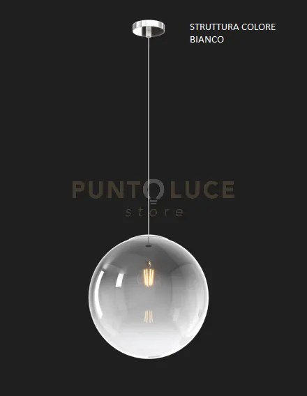 Sospensione bianco 1 luce vetro grande fume' 1194bi-s30-fu