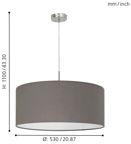 Eglo 31578 - Lampadario a sospensione con filo PASTERI 1xE27/60W/230V