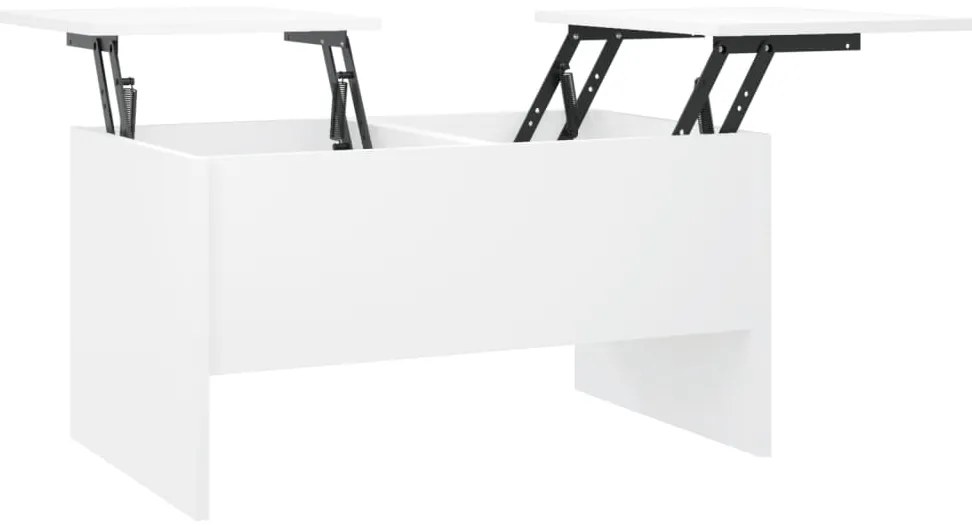 Tavolino da salotto bianco 80x50x42,5 cm in legno multistrato