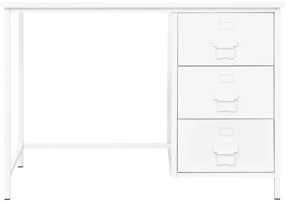 Scrivania industriale con cassetti bianca 105x52x75 cm acciaio