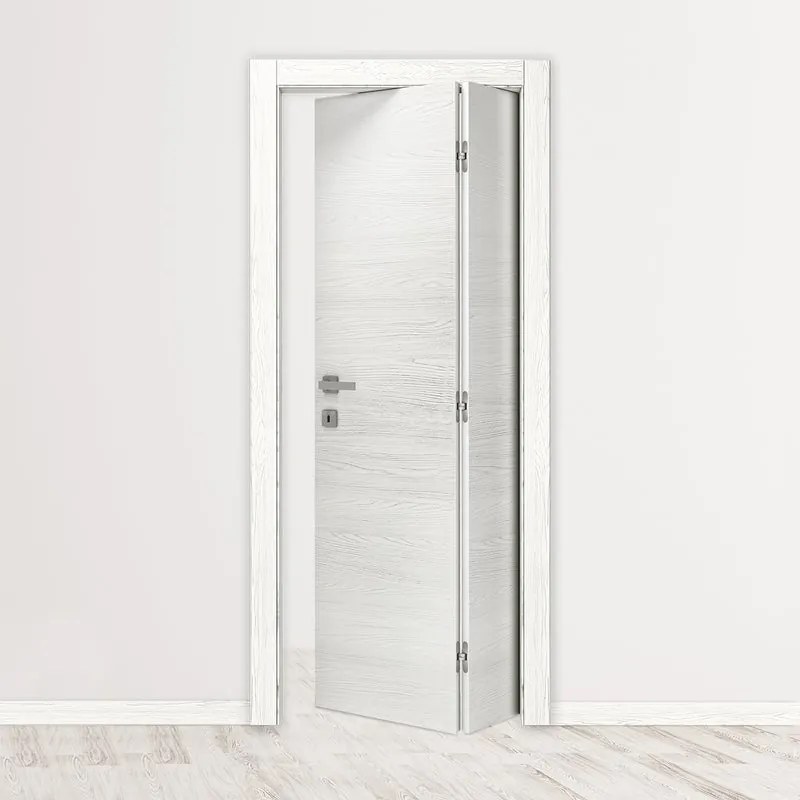 Porta pieghevole a libro asimmetrica Oxford bianco latte L 90 x H 210 cm destra