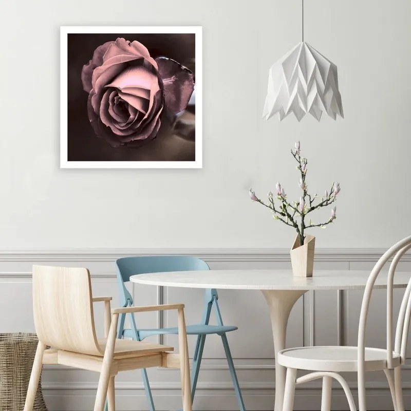 Quadro su tela, Bellissimo fiore di rosa rosa  Dimensioni 40x40