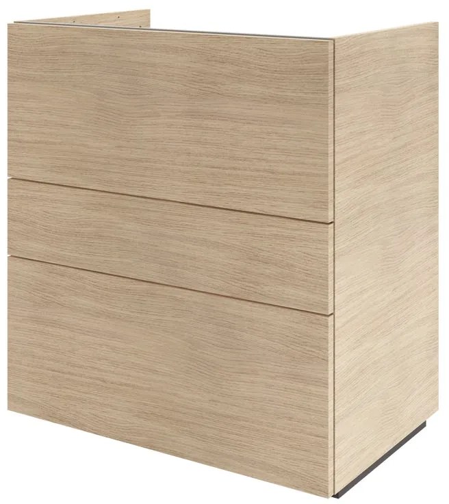 Mobile da bagno a terra L 75 x H 84 x P 48 cm rovere naturale, 3 cassetti Apertura push-pull SENSEA Neo Line, Maniglie acquistabili separatamente