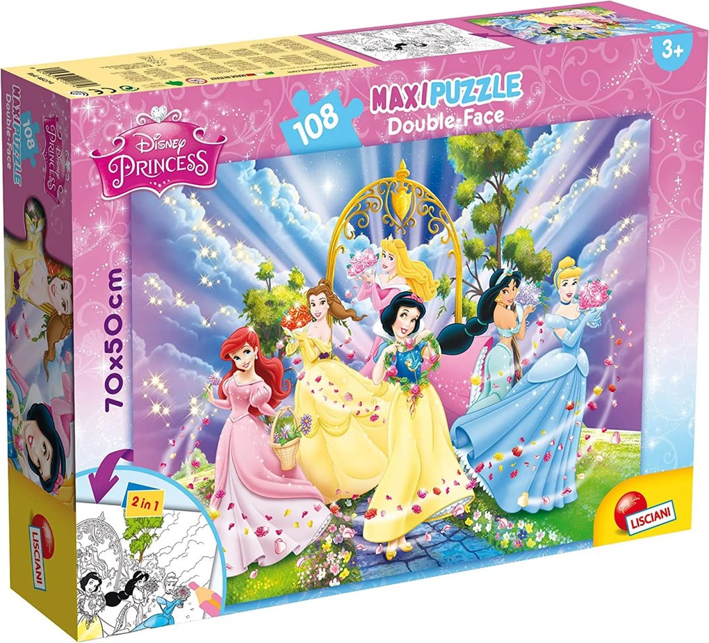 Puzzle maxi double-face Disney Principesse 108 pz retro colorabile 2642