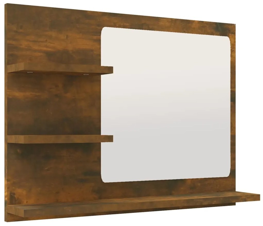 Specchio da bagno rovere fumo 60x10,5x45cm in legno multistrato