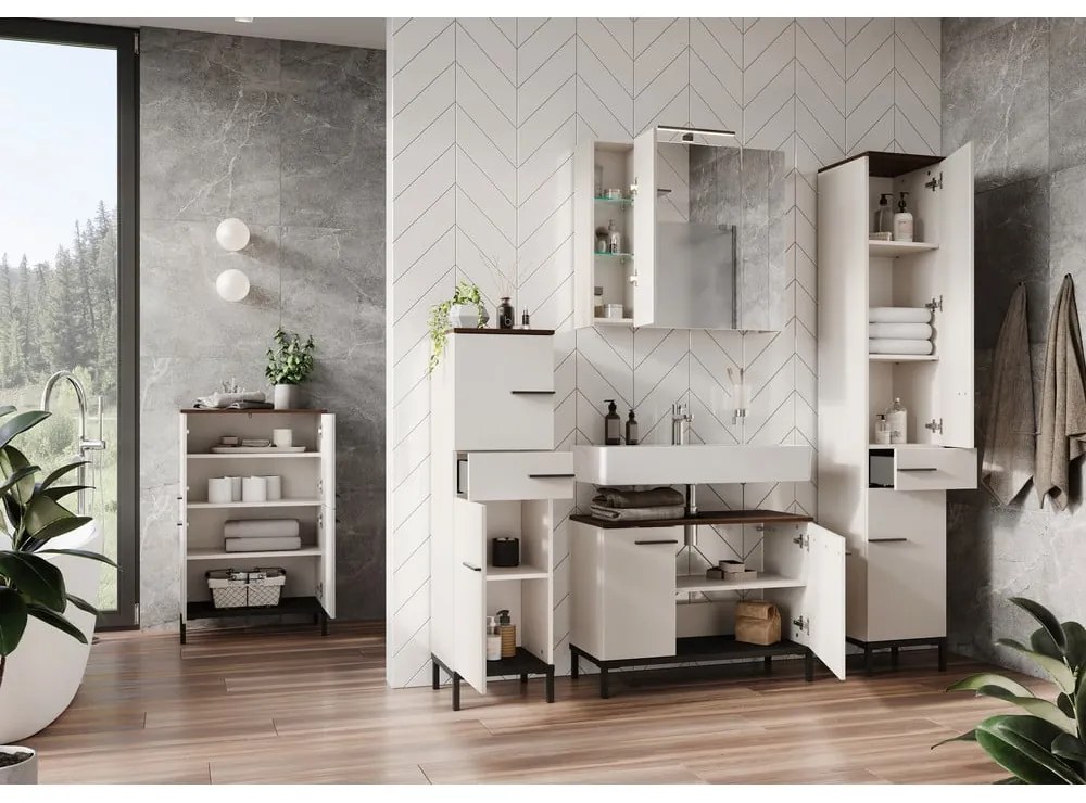 Mobile sotto lavabo grigio e beige in noce 80x59 cm Yonkers - Germania