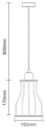 Lampadario a sospensione con filo 1xE27/60W/230V diametro 15 cm nero