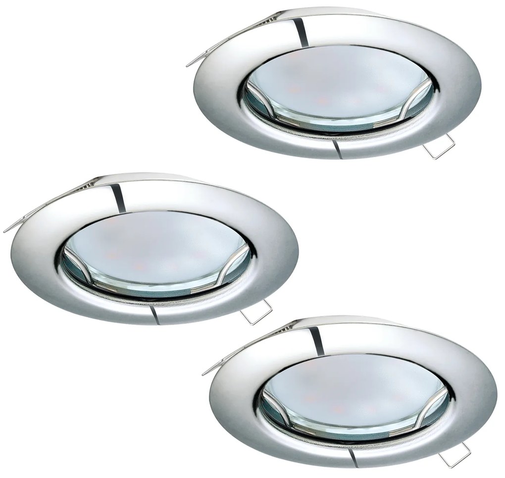 Faretto Ad Incasso Moderno Peneto In Acciaio Cromo 3 Luci Gu10 2,8W