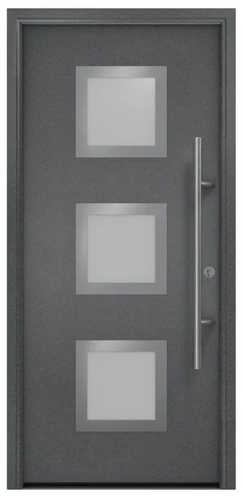 Portoncino d'ingresso HORMANN Iso Pro Secur 810s con vetro L 90 x H 210 cm in acciaio grigio, apertura tirare a destra