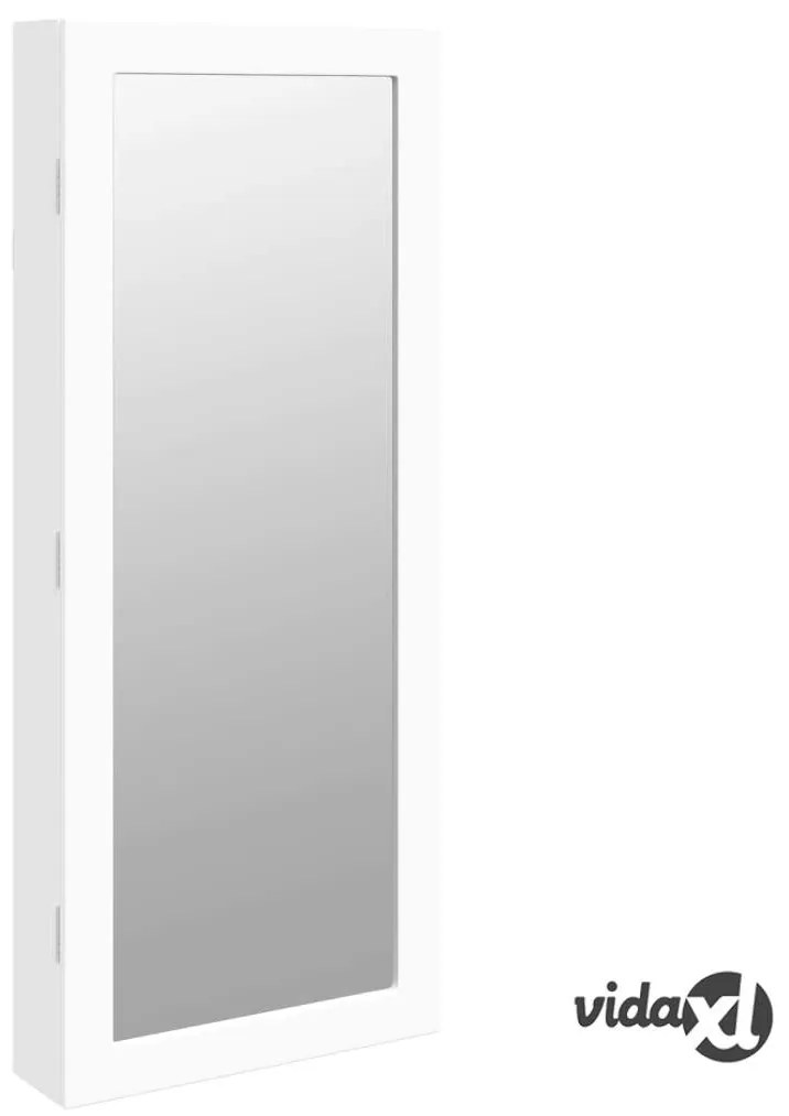 vidaXL Armadio Portagioie a Specchio con Luci LED a Parete Bianco