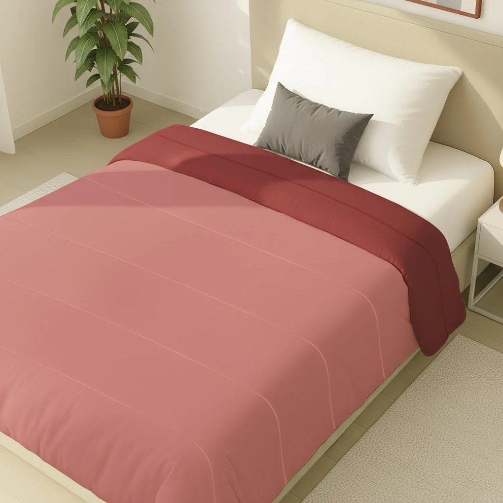 Piumino 1 piazza e mezza in microfibra effetto seta rosa