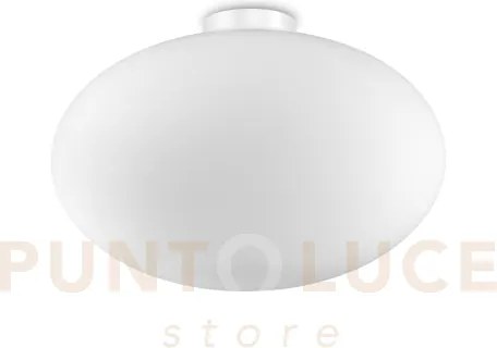 Candy plafoniera 1 luce attacco e27 d.40cm in metalloe  vetro bianco