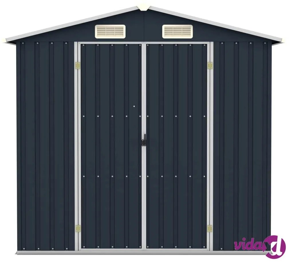 vidaXL Capanno da Giardino Antracite 205x129x183 cm in Acciaio Zincato