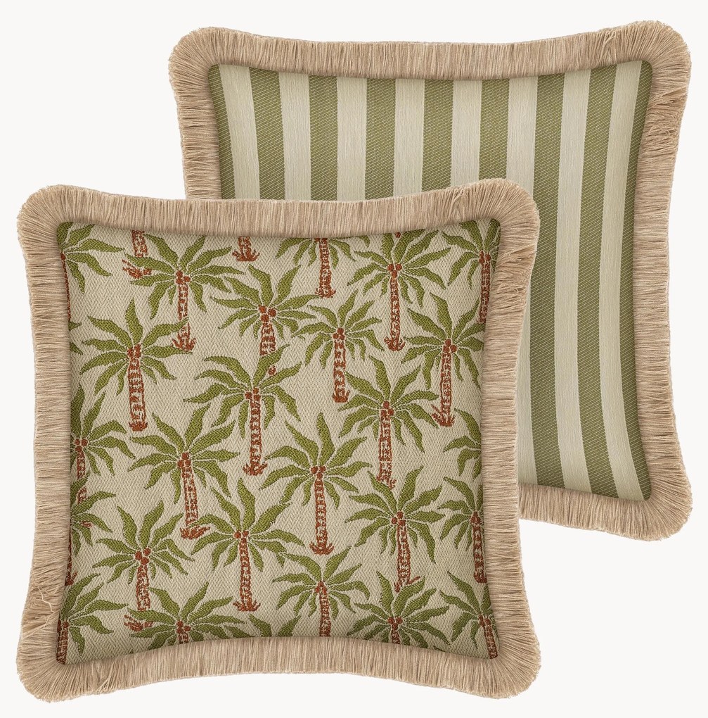 Cuscino reversibile da esterno fatto a mano Laura & Jackie